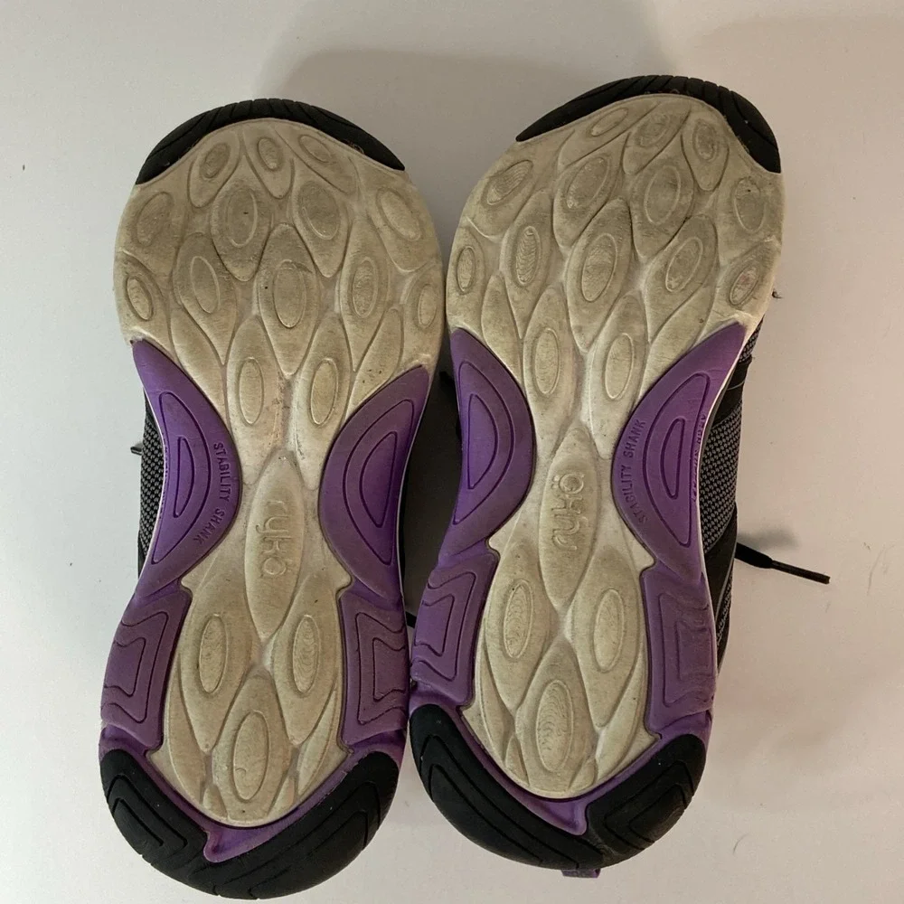 Ryka Shift Memory Foam Sneakers Size 7 M Black Purple Comfort Walk Arch Support